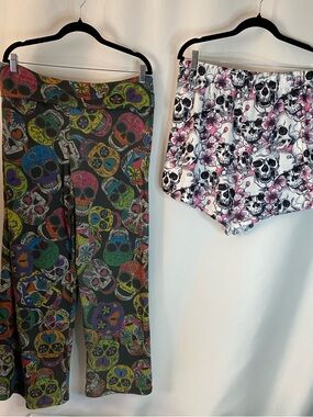 Lot of Skull Print Pants, Shorts and Socks